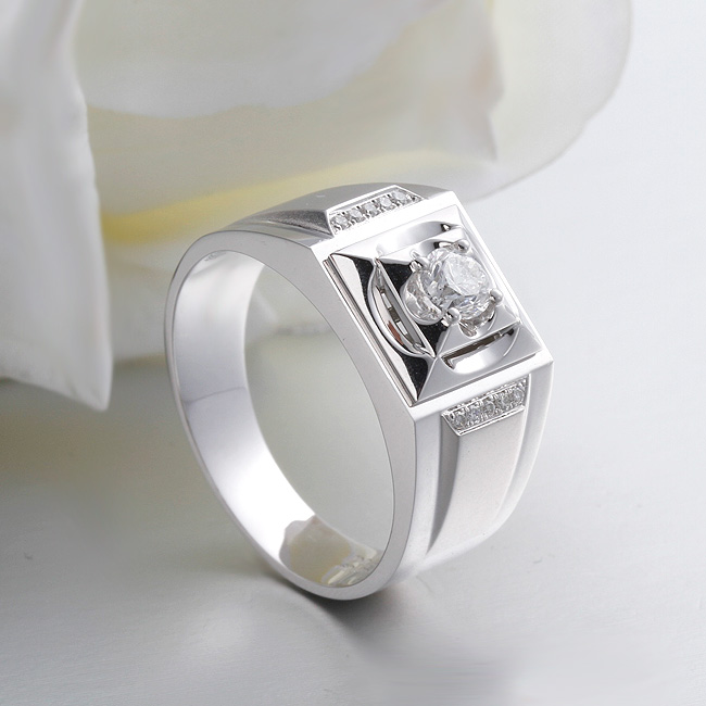 钻石快线 18k白金钻戒男款钻石结婚戒指男戒定制 j0835b-45